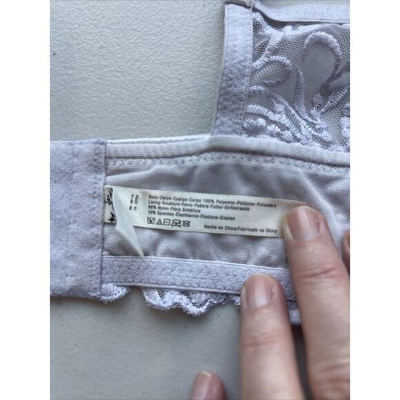 Free People Size M Bralette Metallic Lace Lavender Fairy Sheer Dainty Whimsigoth - Picture 6 of 9